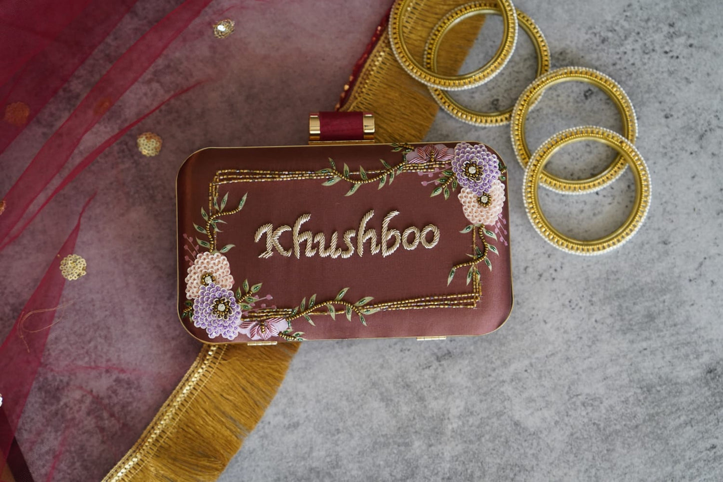 Customised Embroidery Name Highlight Party Clutch