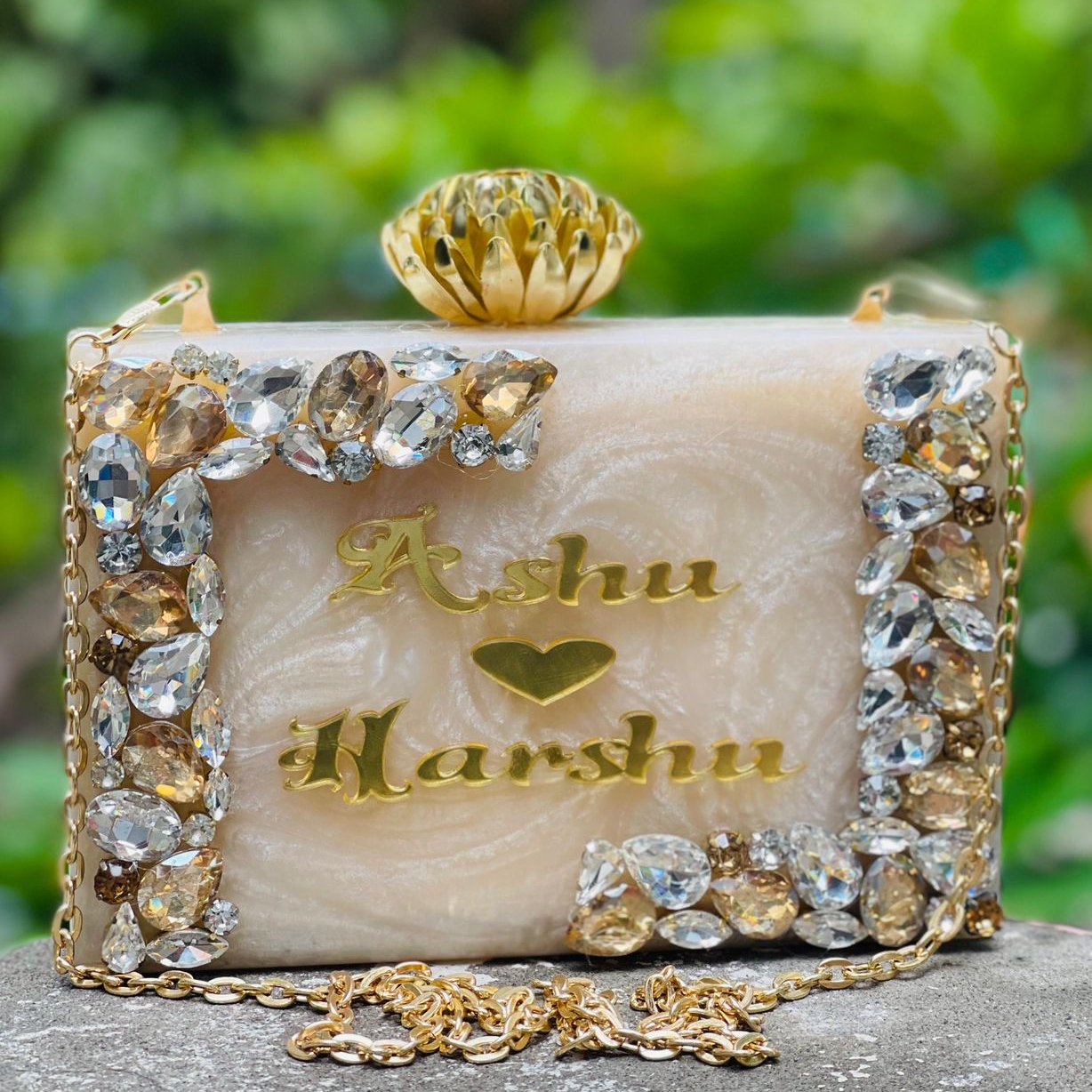 Acrylic Embellished Customised Party Clutch Bag