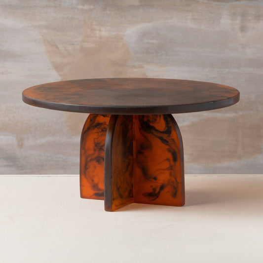 Luxury Amber Resin Cake Stand – Modern Round Base for Elegant Dessert Display