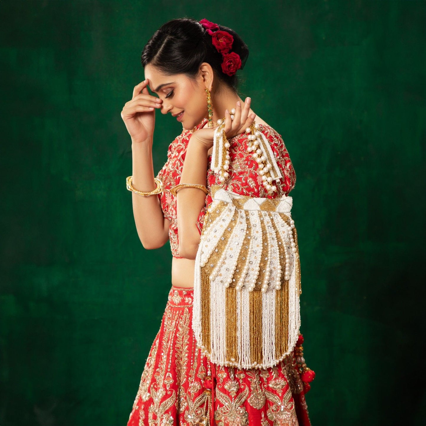 Pearl Tassel Embroidery Potli Bag for Wedding & Party