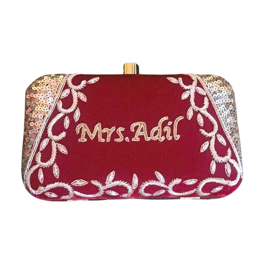 Embroidery Name Clutch