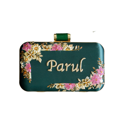 Customised Green Name Highlight Party Clutch