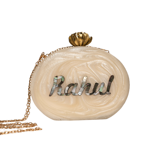 Acrylic Embossed Oval Name Clutch