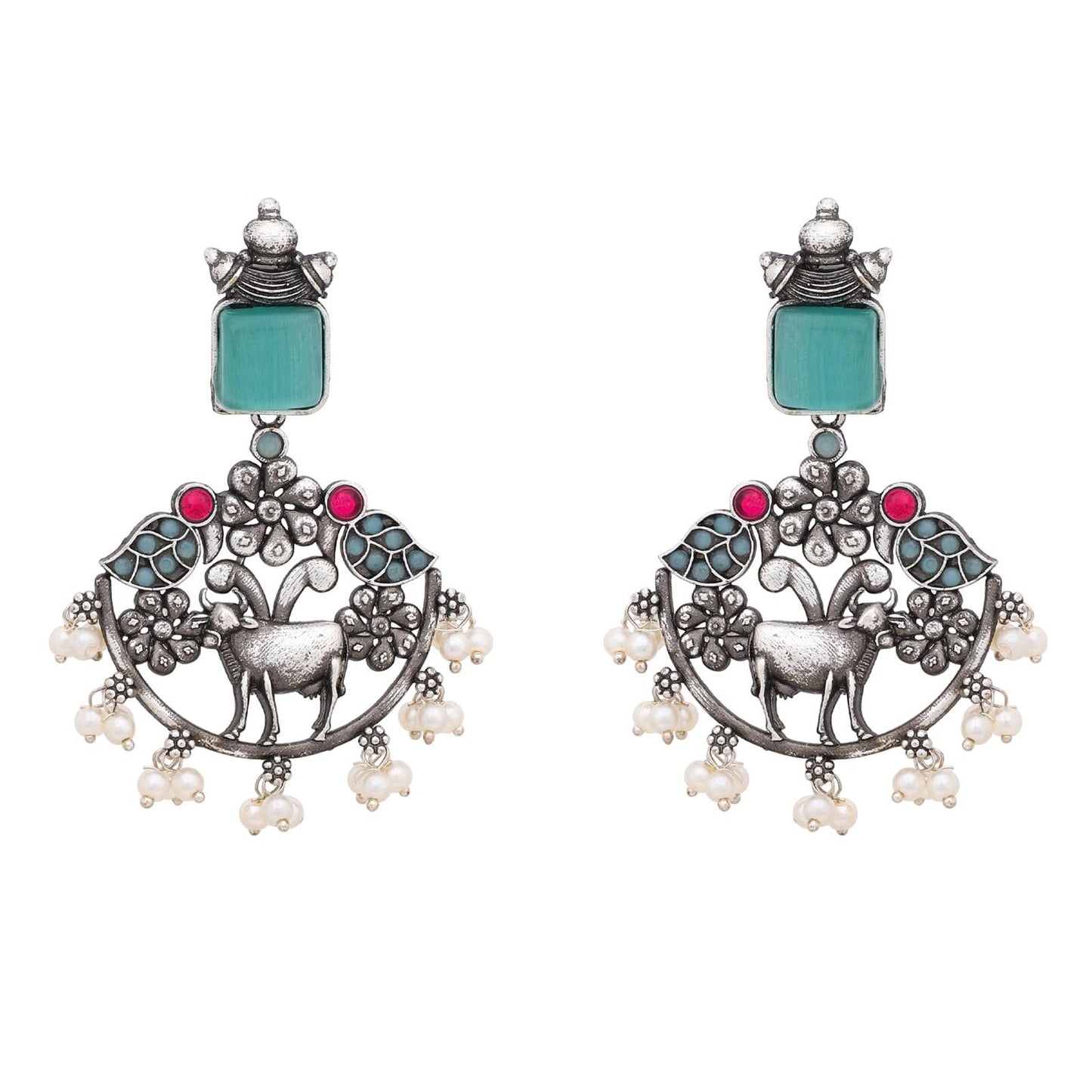 Antique Oxidised Silver Earrings– Traditional Ethnic Jewelry for Women & Girls