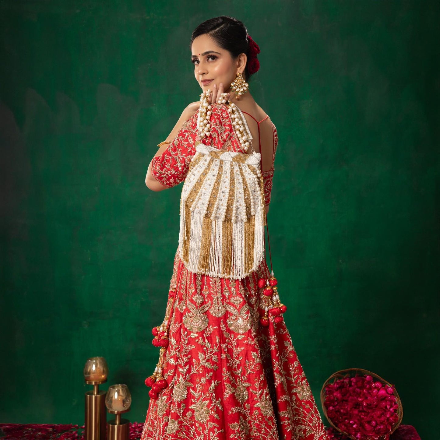 Pearl Tassel Embroidery Potli Bag for Wedding & Party