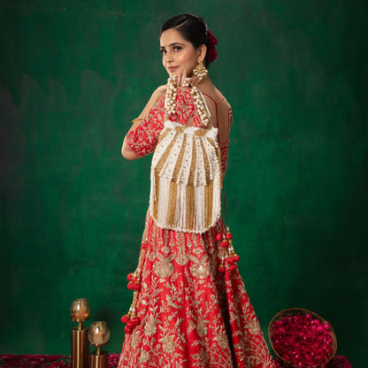 Pearl Tassel Embroidery Potli Bag for Wedding & Party