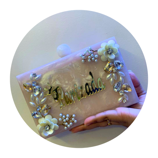 Acrylic Embellished Customised Name Clutch