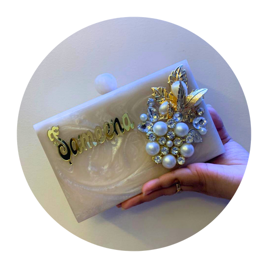 Acrylic Embellished Customised Name Clutch