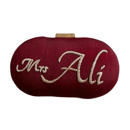 Embroidery Name Clutch