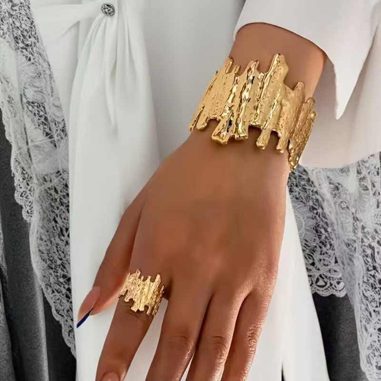 Gold Korean Bracelet with ring for Women