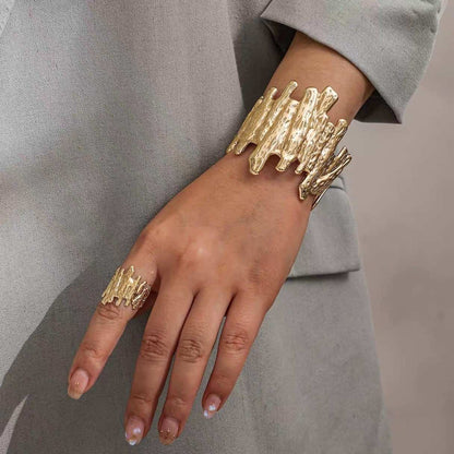 Gold Korean Bracelet with ring for Women