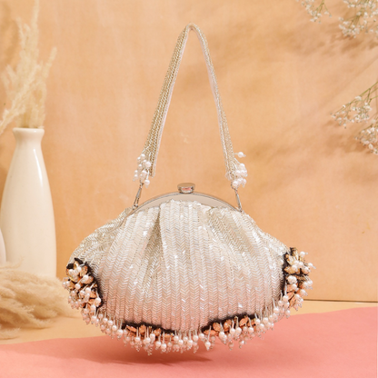Soft Embroidery Party Pouch Bag with Handle