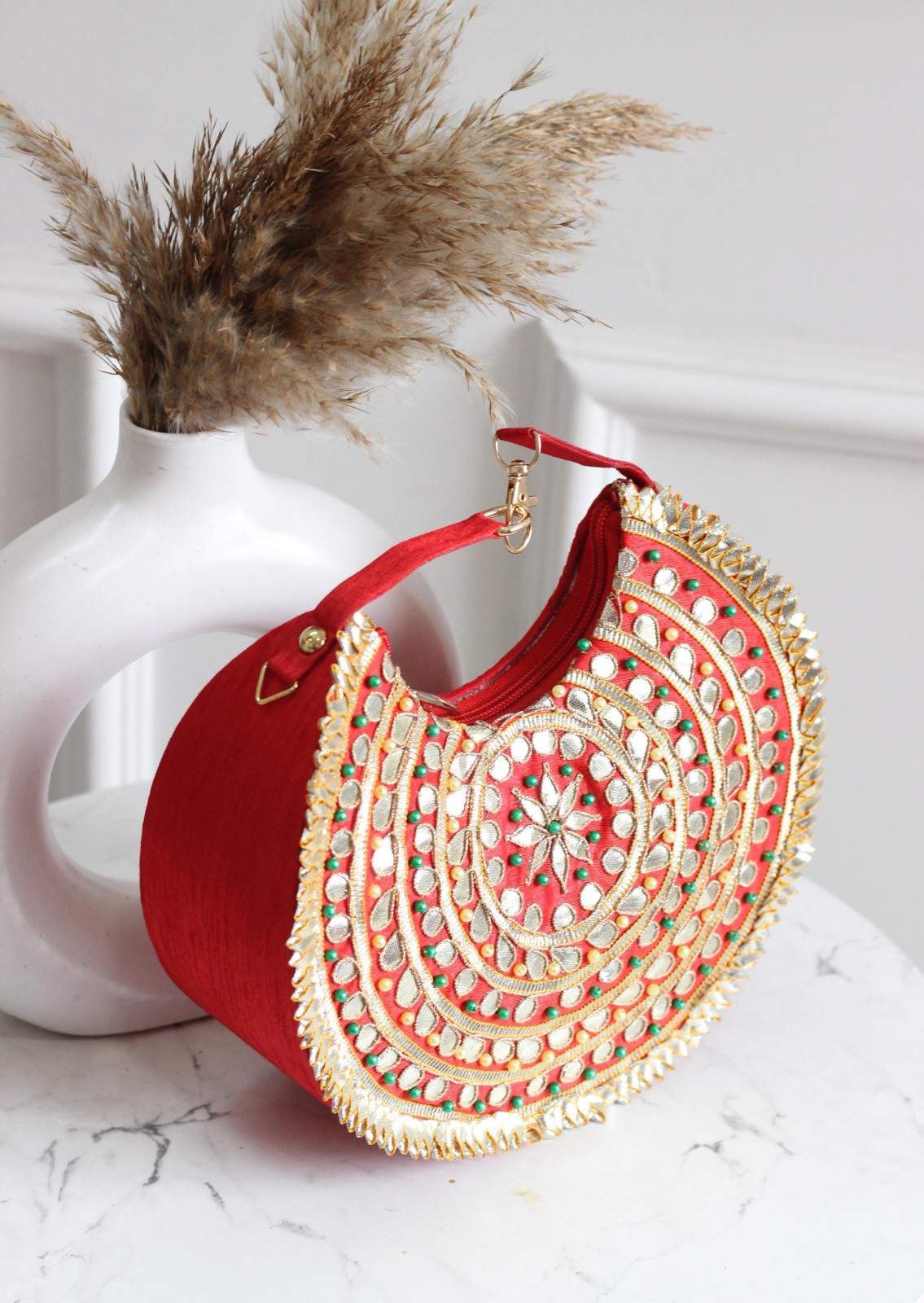 Gota Patti Embroidery Moon Party Handbag