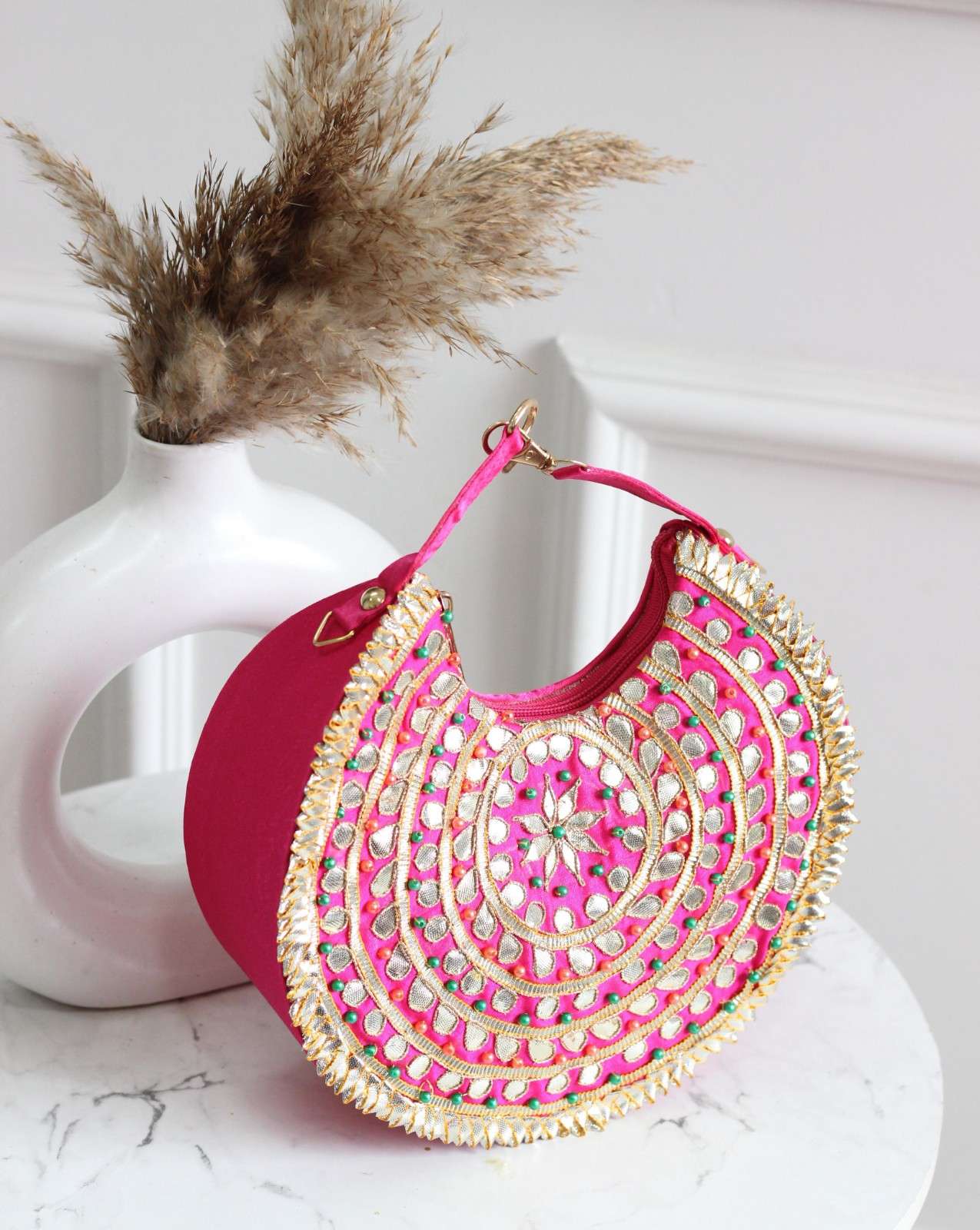 Gota Patti Embroidery Moon Party Handbag