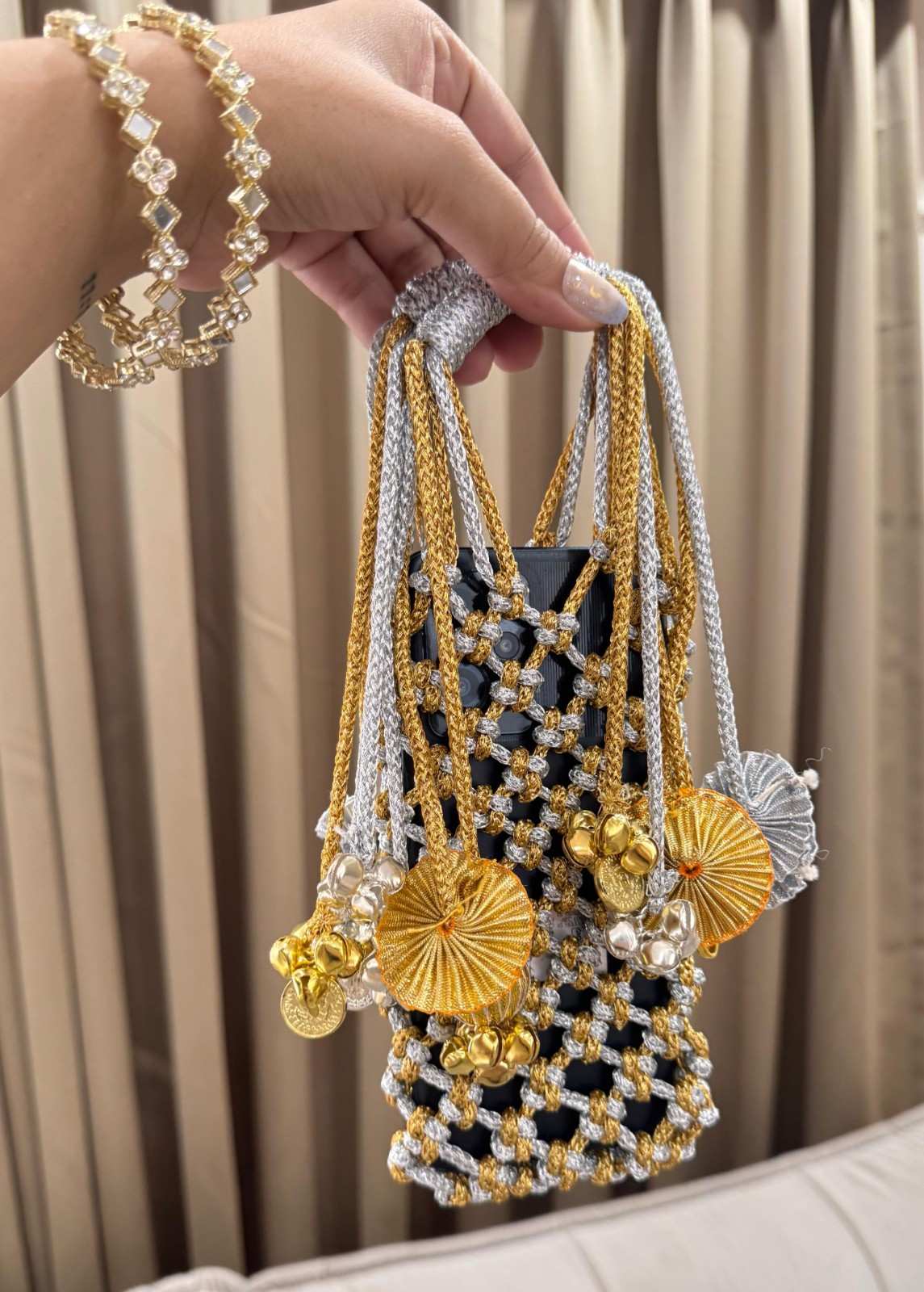 Knotted Macrame Party Mobile Carry Bag