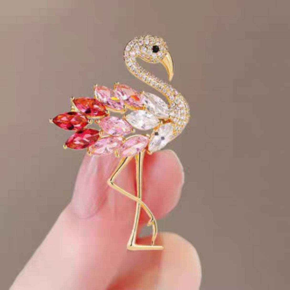 Crystal Flamingo Brooch Pin