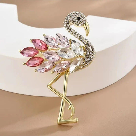 Crystal Flamingo Brooch Pin