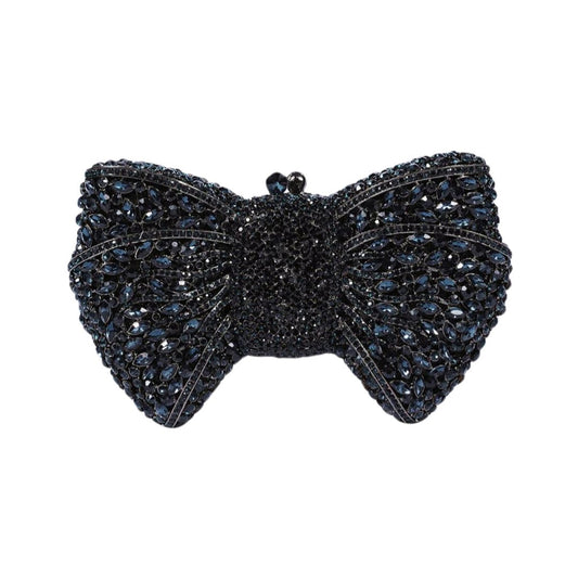 Black Bow Crystal Rhinestone Party Clutch Bag