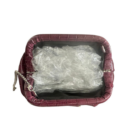Ruche Pouch Clutch Bag with Name Initial & Chain Strap for Women