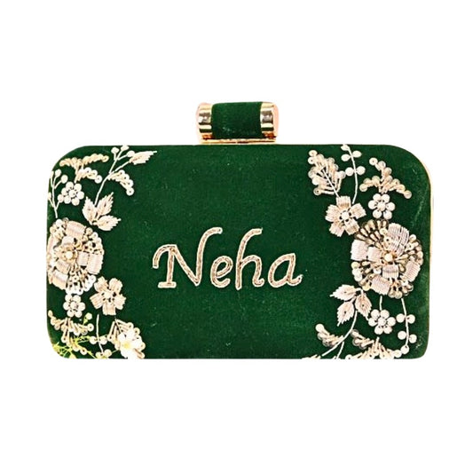 Customised Embroidery Velvet Women Clutch Bag