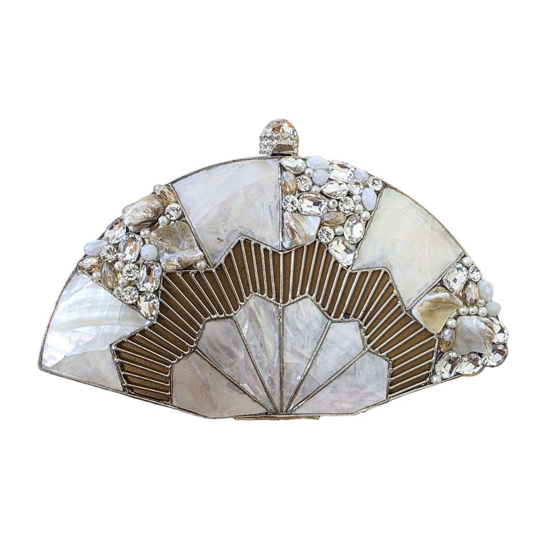 Brass Fan Mother of pearl Clutch