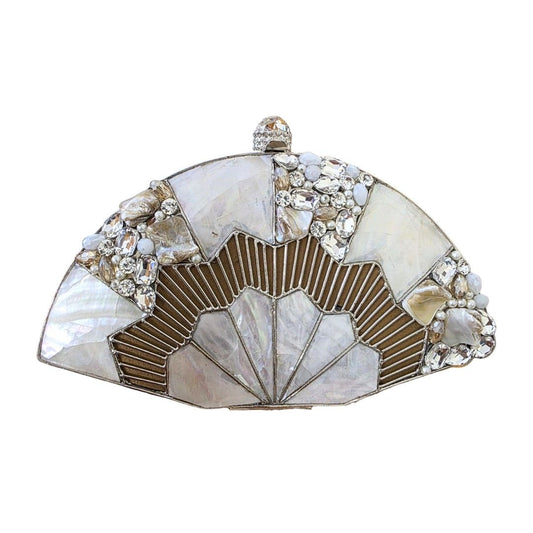 Brass Fan Mother of pearl Clutch
