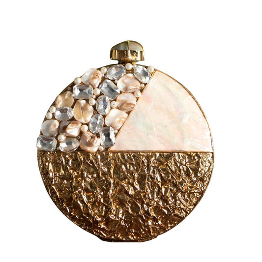 Brass Embellished Party Clutch Bag for Women