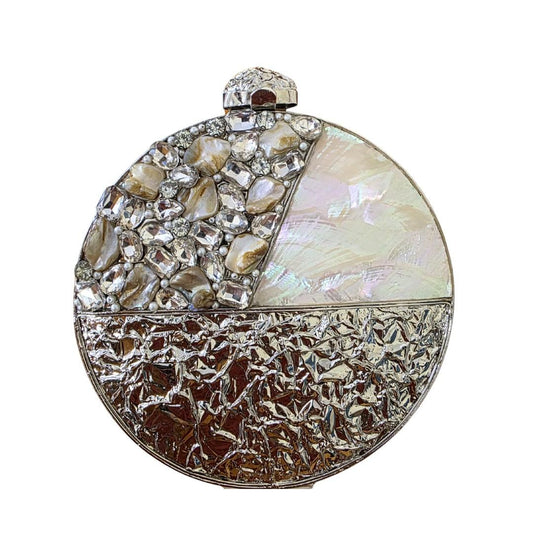 Brass Embellished Party Clutch Bag for Women