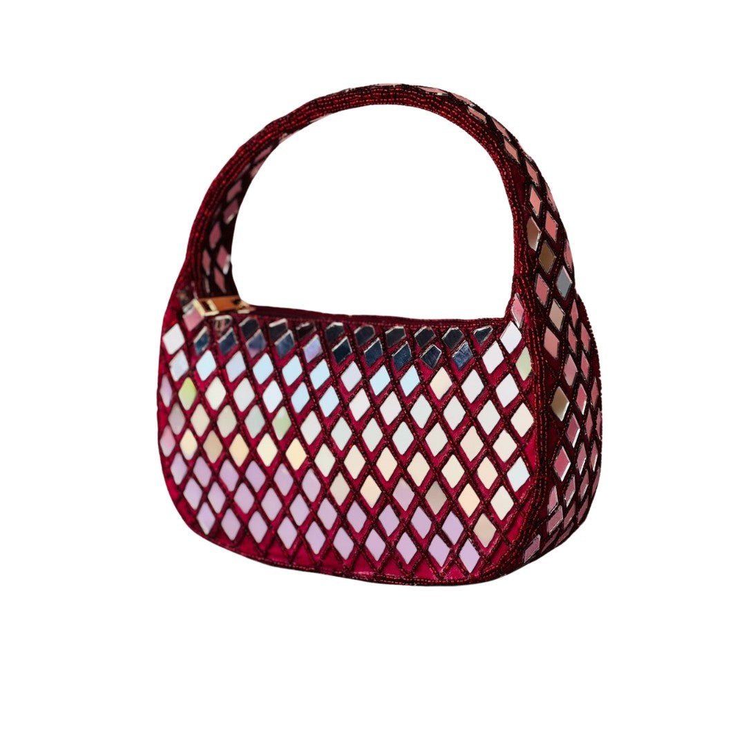 Mirror Embellished Evening Party Handbag