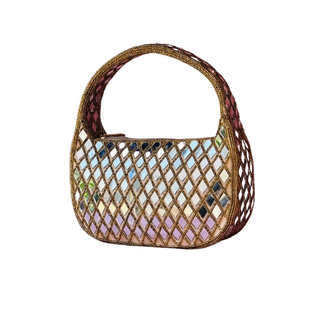 Mirror Embellished Evening Party Handbag