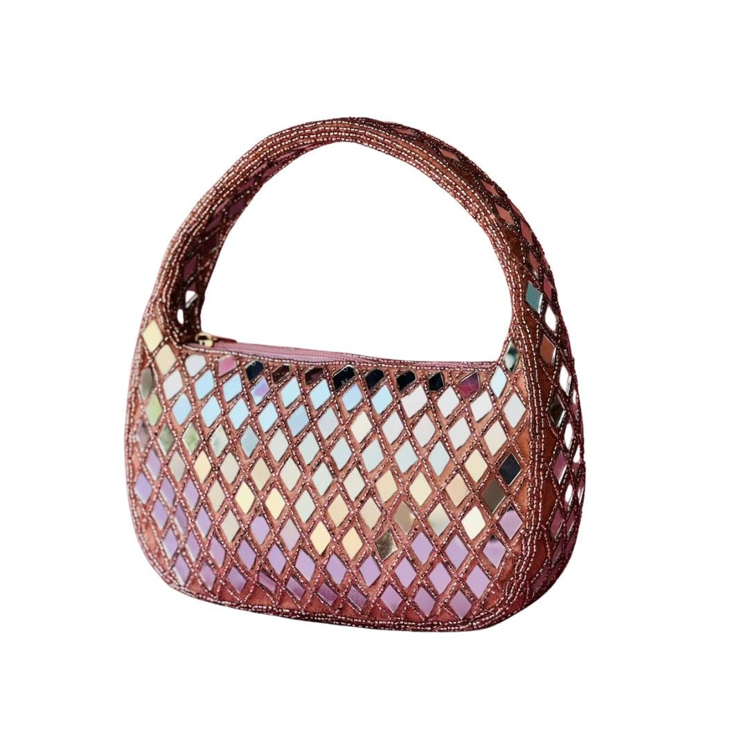 Mirror Embellished Evening Party Handbag
