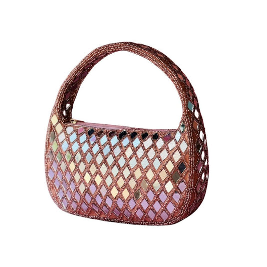 Mirror Embellished Evening Party Handbag