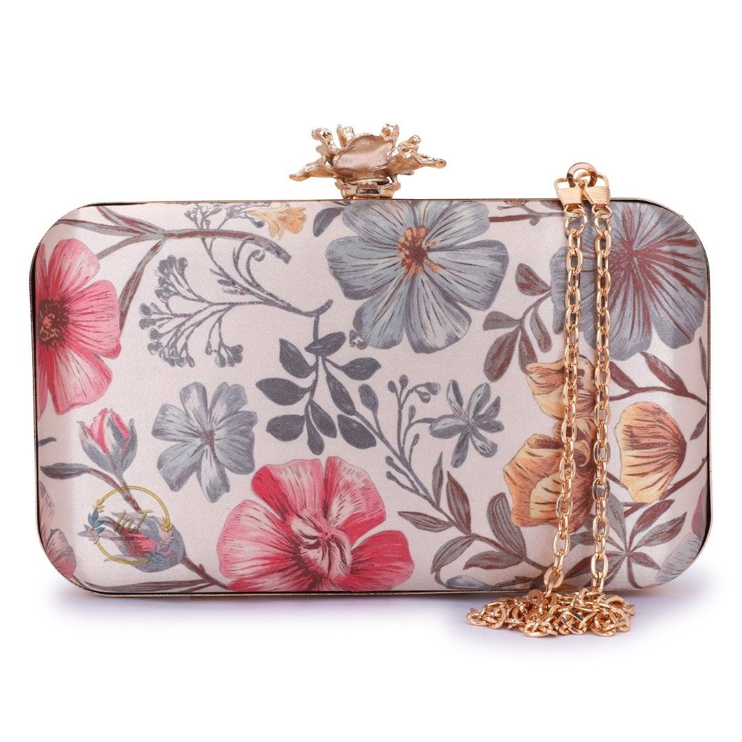 Printed Floral Embroidery Party Clutch Bag for Women