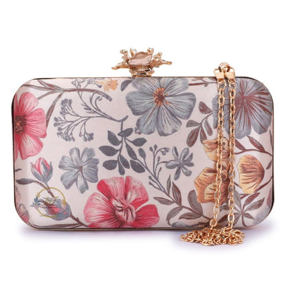 Printed Floral Embroidery Party Clutch Bag for Women