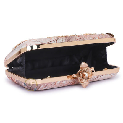 Printed Floral Embroidery Party Clutch Bag for Women