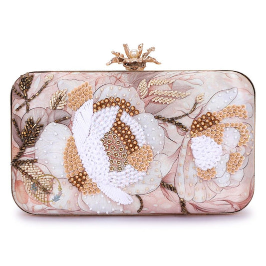 Printed Floral Embroidery Party Clutch Bag for Women