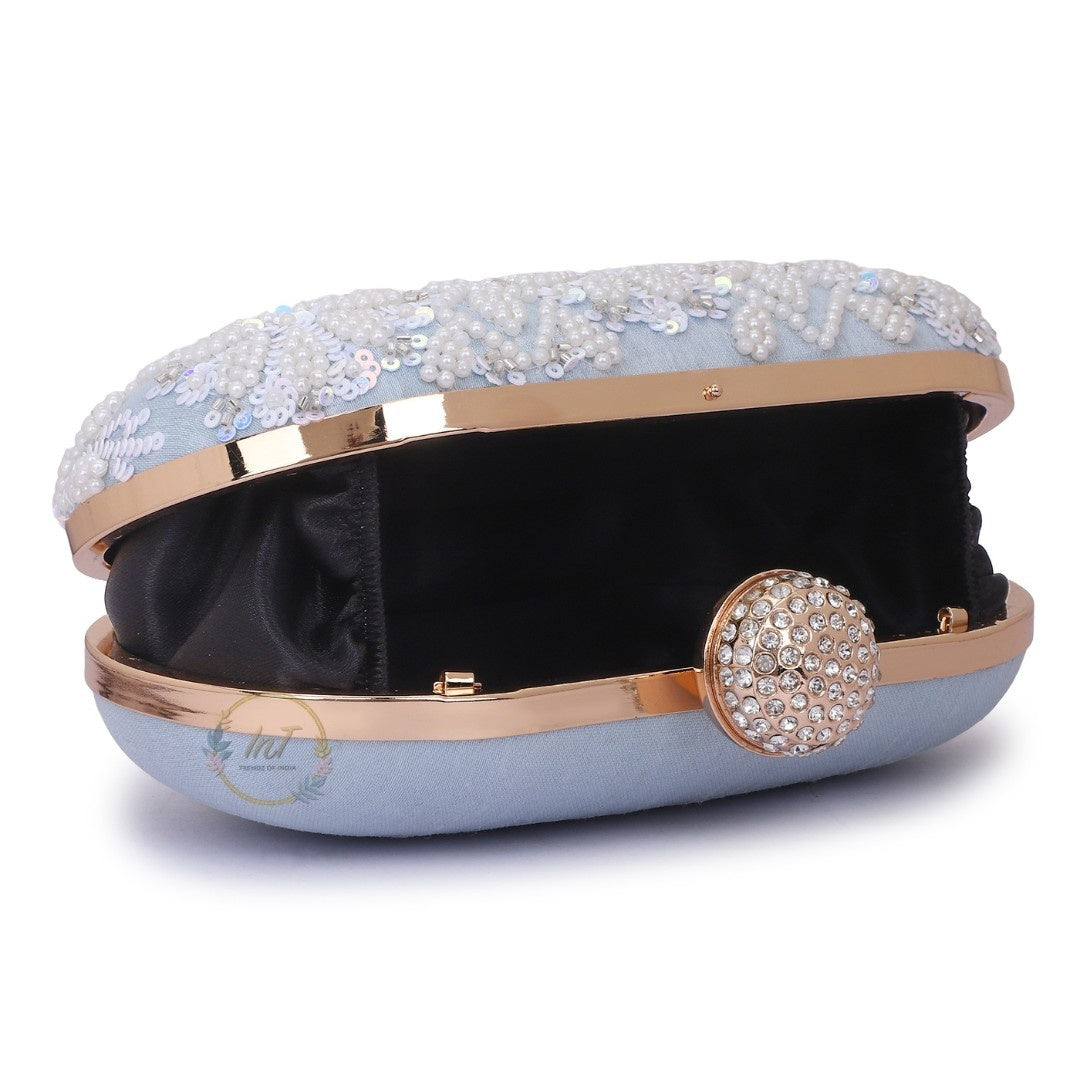 Customised Name Bridal Powder Blue Box Clutch