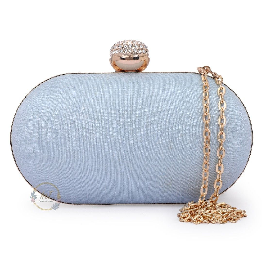 Customised Name Bridal Powder Blue Box Clutch