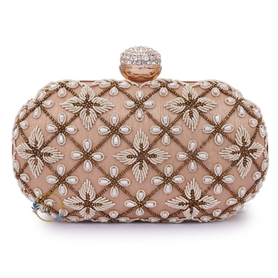 Customised Name Bridal Golden Box Clutch