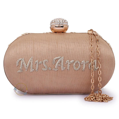 Customised Name Bridal Golden Box Clutch
