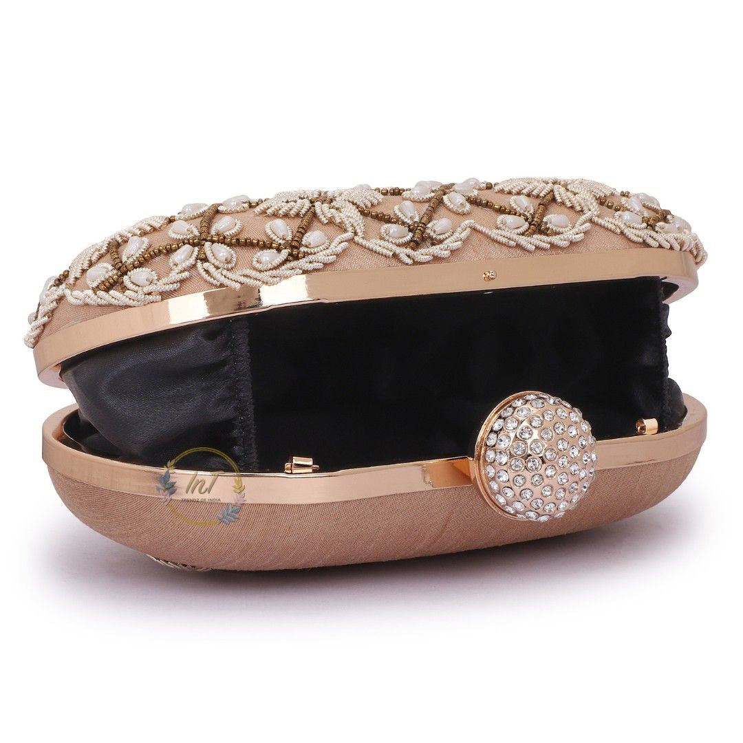 Customised Name Bridal Golden Box Clutch