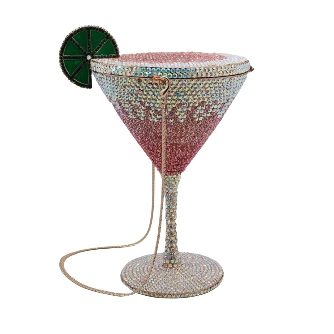 Martini Glass Rhinestone Crystal Clutch