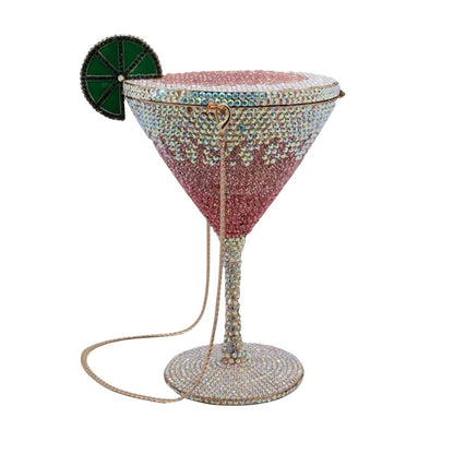 Martini Glass Rhinestone Crystal Clutch