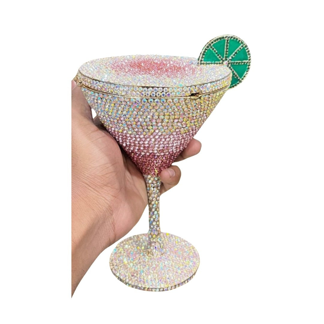 Martini Glass Rhinestone Crystal Clutch