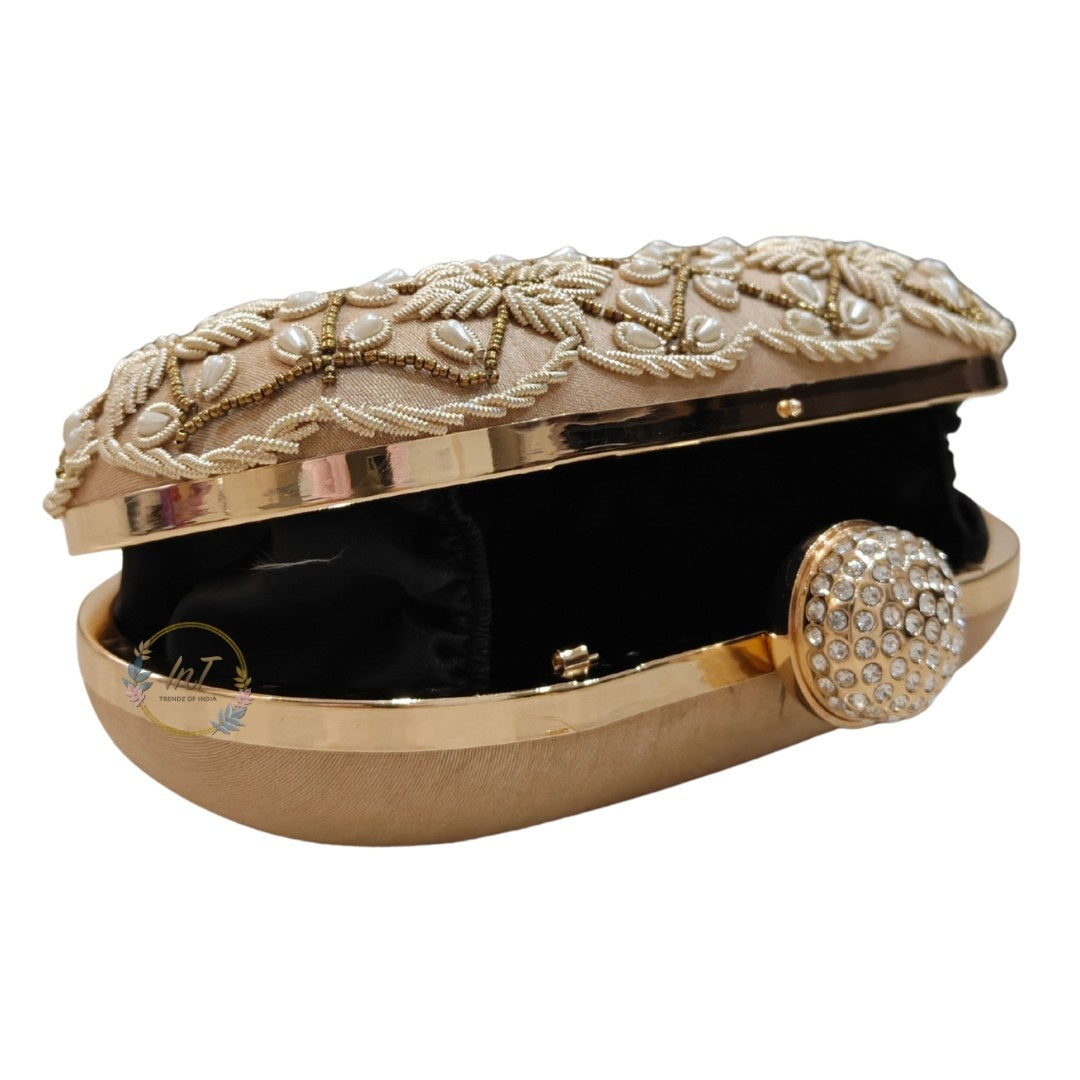 Customised Name Bridal Golden Box Clutch