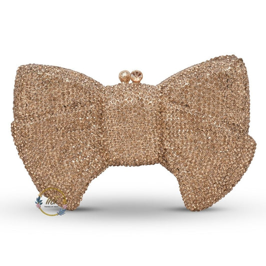 Golden Bow Crystal Rhinestone Party Clutch Bag
