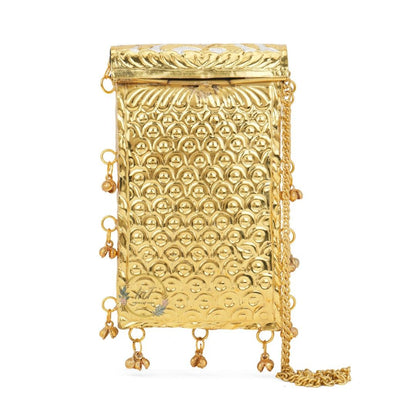 Metal Vertical Vintage Brass Phone Clutch Bag for Women