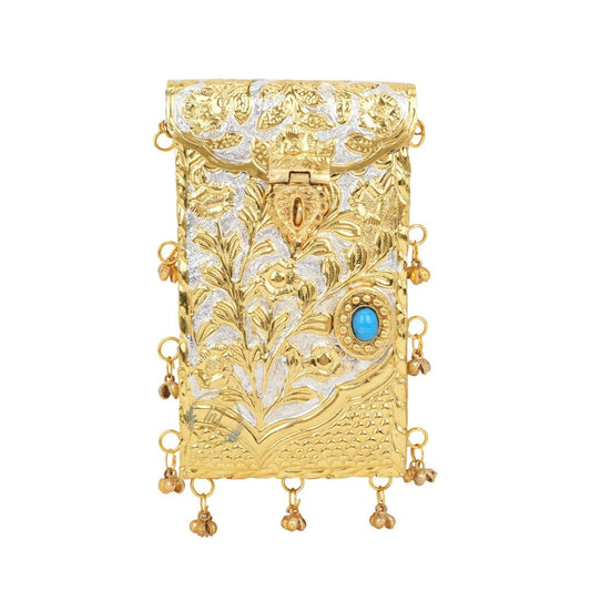 Metal Vertical Vintage Brass Phone Clutch Bag for Women