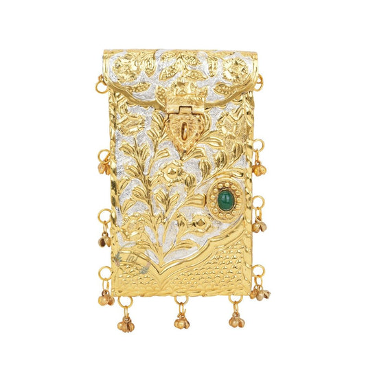 Metal Vertical Vintage Brass Phone Clutch Bag for Women