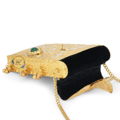 Metal Vertical Vintage Brass Phone Clutch Bag for Women